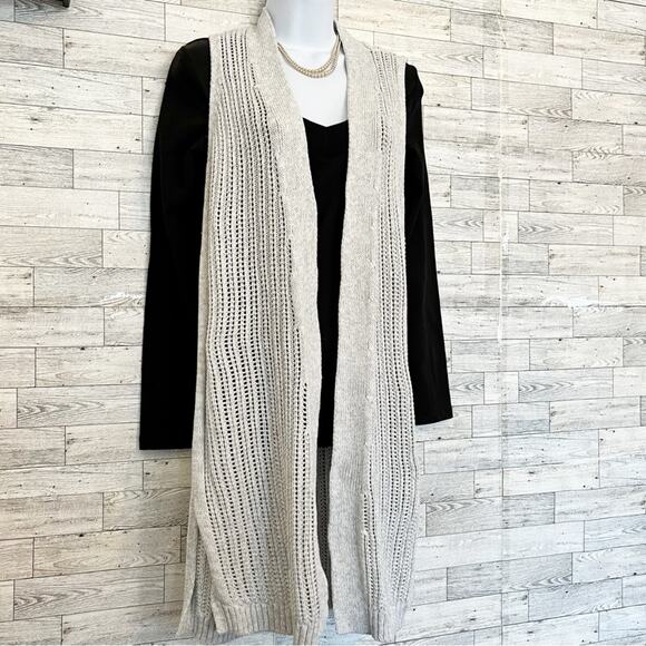 GAP FACTORY Gray Sleeveless Duster-Cardigan, S - Picture 5 of 9
